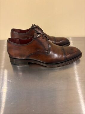 Magnanni Brown Leather Cap-Toe Derby Shoes - Classic Men's Dress Shoe